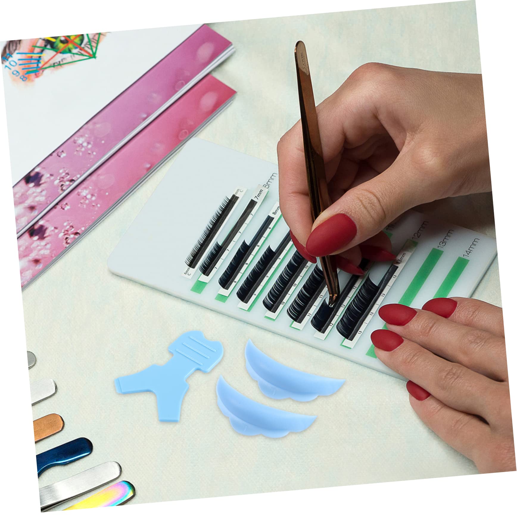 FRCOLOR 20pares Almohadillas De Para Rizado De Pestañas Cepillos y Herramienta Auxiliar Para Perming y Extensiones De Pestañas Color Azul