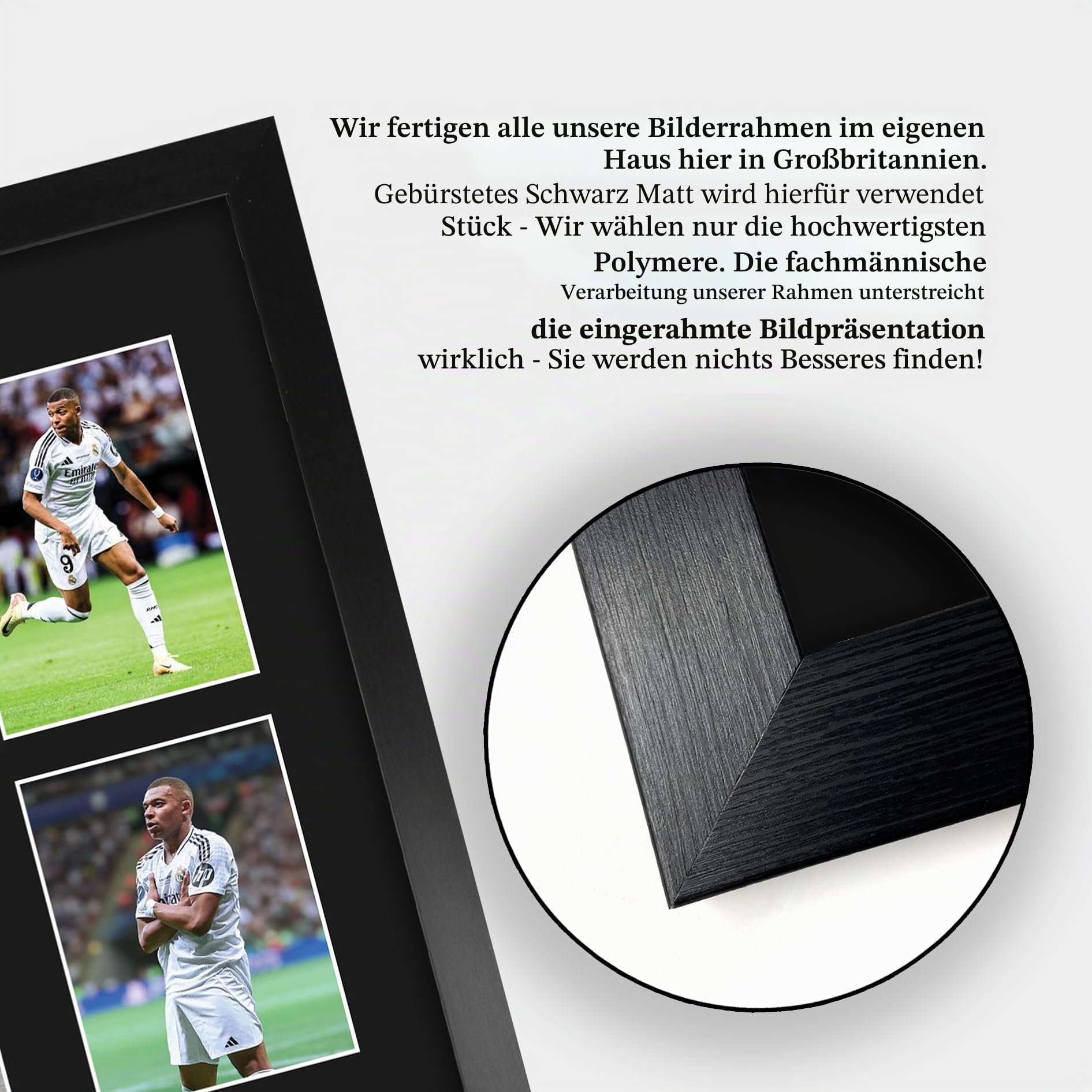 HWC Trading Kylian Mbappe Real Madrid Gedruckte Memorabilien Signiertes Autogramm Fotodisplay für Fußball Anhänger und Fans - A3 Gerahmt
