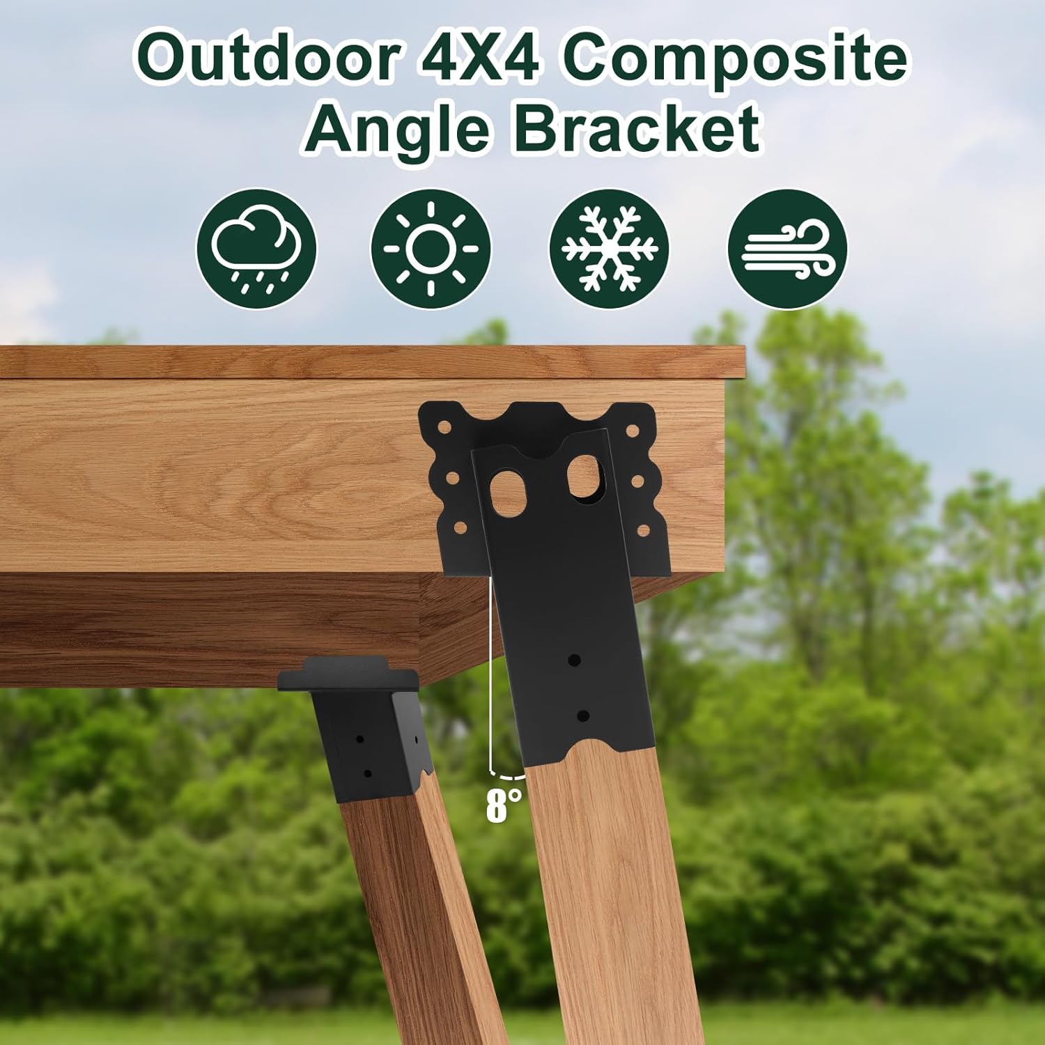 Deer Stand Brackets 4pcs,Outdoor 4"x 4" Compound Angle Bracket,Multi-Use Elevator Brackets for Outdoor Platforms,Deer Hunting Stands,Shooting Shacks and Tree Houses