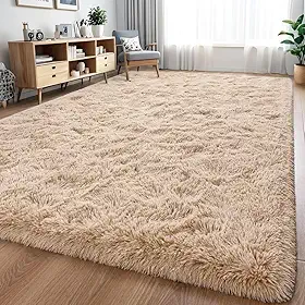 Tapete Peludo 3,00 x 2,00 Grande Felpudo Para Sala e Quarto (Bege)