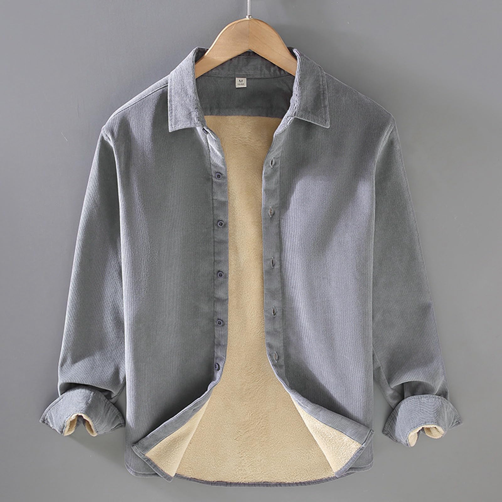 Generico Camicia Uomo Slim Fit - Camicia Casual da Uomo in Velluto A Coste E Pile A Maniche Lunghe con Tasca E Risvolto Vestito Scozzese Rosso