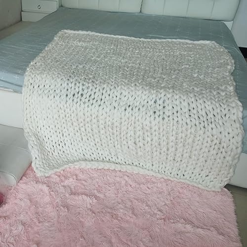 Miniatura 2 de Manta de punto grueso, para todas las estaciones, tejida a mano, suave y esponjosa, trenzada para sofá, cama, decoración del hogar (50 x 60