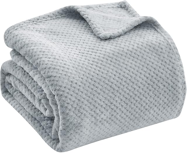 WEASHUME Dog Blanket Washable Premium Fluffy Fleece Pet Bed Blanket Soft Dog Throw Warm Washable Pet Throw for Puppy, Dogs and Cats Light Grey 80×100cm