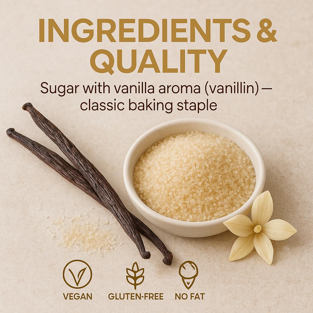 GiDeli Vanillinzucker 20kg im Eimer - Feiner Vanillezucker zum Backen mit zartem Vanille Aroma - Vanillin Zucker für Kuchen, Plätzchen, Desserts, Sahne & Kaffee - Pure Süße - Vegan