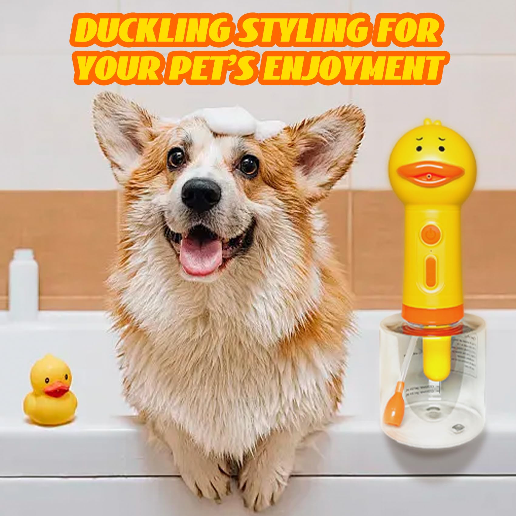Hunde-Shampoo-Aufschäumer, Haustier-Badebürste – Tiefenreinigungsschaum-Maschine mit 350 ml Fassungsvermögen, Hundeseifenspender und Shampoo-Sprüher, 1200 mAh ultra-langer Standby-Modus