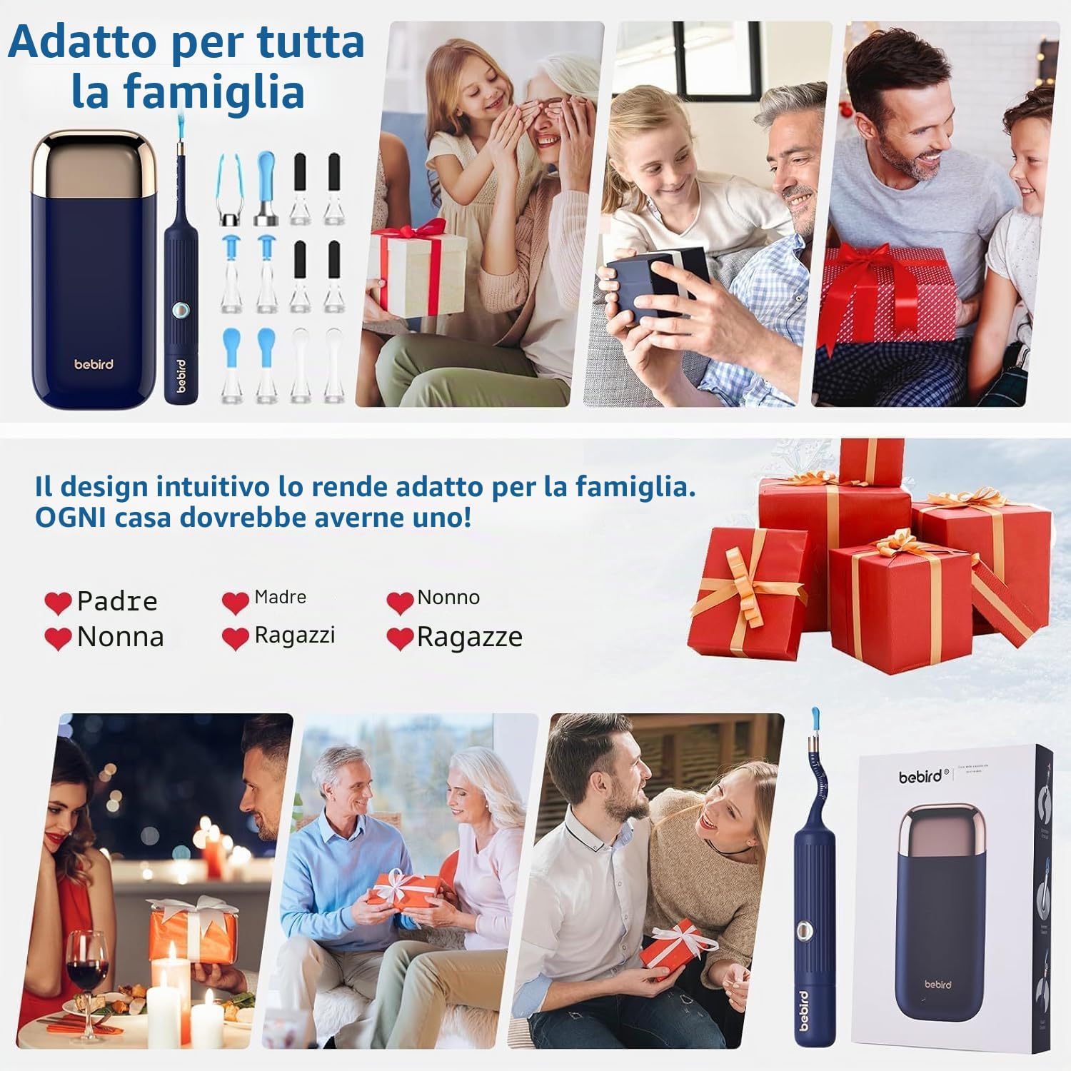 Collazoey Otoscopio Digitale, 1920P HD Impermeabile Rimozione di Cerume Kit, Otoscopio Flessibile Senza Fili, Pulizia Orecchie con Pinzette,Spatola,Cucchiaio,Punte Sostituibili per Adulti Bambini