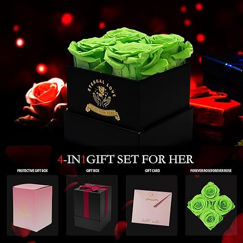 Miniatura 2 de Nietiy Regalos de San Valentín para ella, caja en forma de corazón, regalos de decoración del hogar para mujeres, para novia, flores rosas, oso de