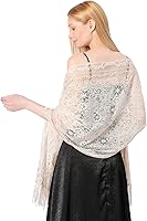 Ladiery Women's Floral Lace Tassel Shawl Wrap - Soft Fringe Scarf for Wedding, Evening Party Dresses