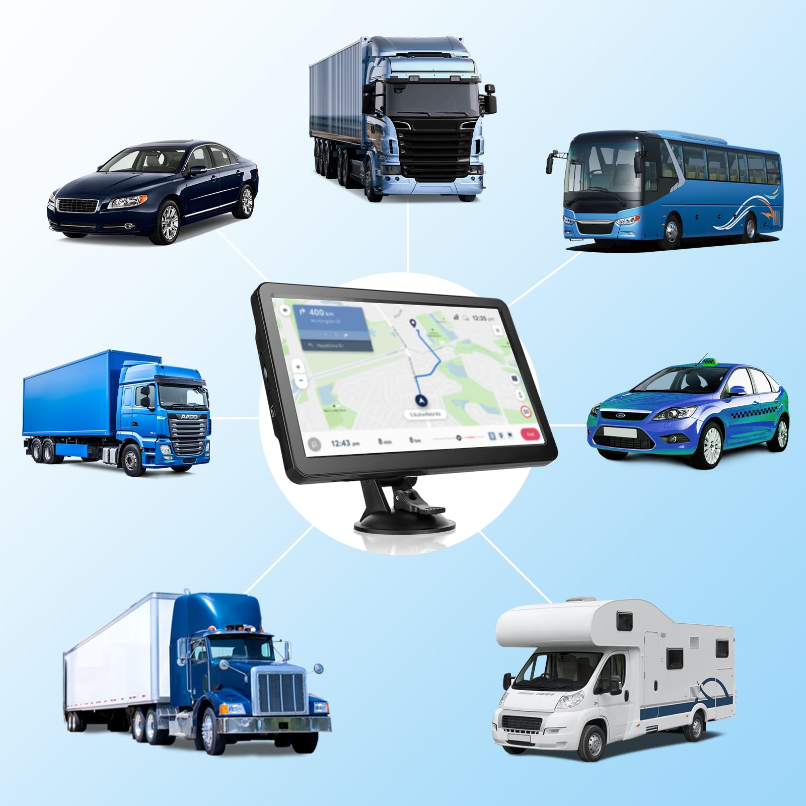 Navigateur GPS 22,9 cm pour voiture, camion 22,9 cm, pilotes commerciaux 2025 pour cartes Europe et Royaume-Uni (en Europe)