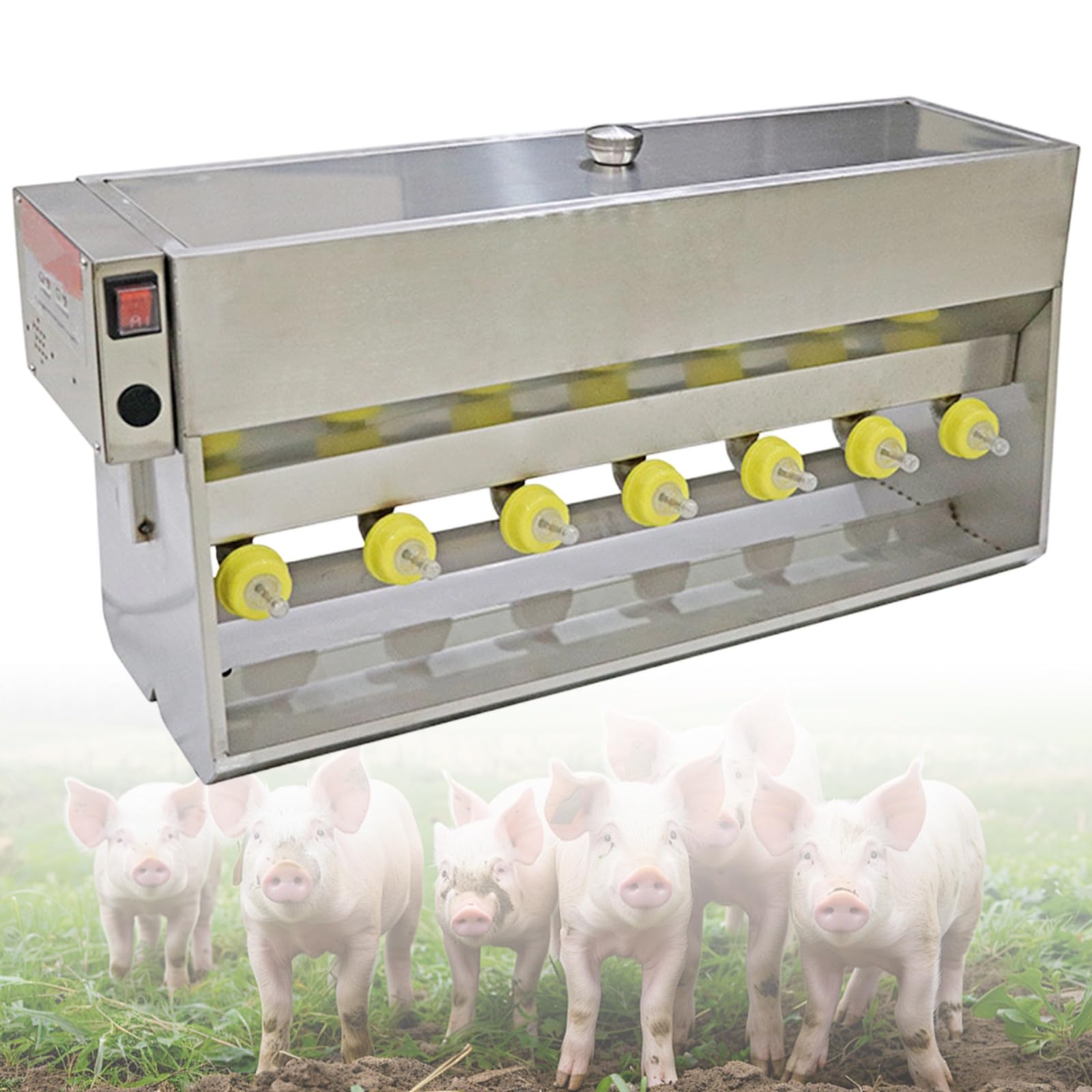 GwlThixion Fully Automatic Nipple Feeders, Thickened Stainless Steel Piglet Feeder, 15/20L Pig Feeding Machine with Constant Temperature Function 14-Digit-BasicVersion