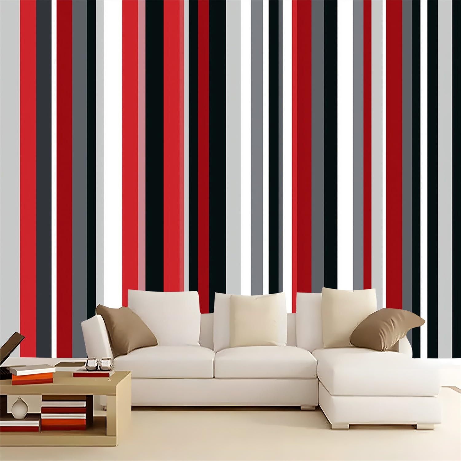 Tapeta z włókniny 350 x 256 cm, tapeta ścienna, proste pionowe paski, fototapeta 3D, dekoracja ścienna, czerwono-szara, dekoracja ścienna, dekoracja ścienna, dekoracja ścienna, salon, sypialnia,