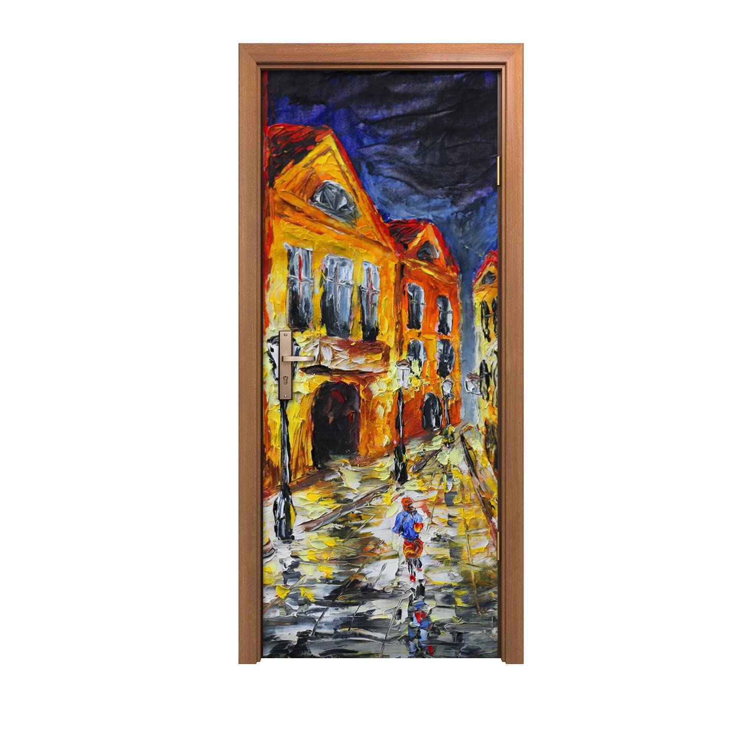 Autocollant de porte 90x200cm évocation urbaine et design Ville de la rue