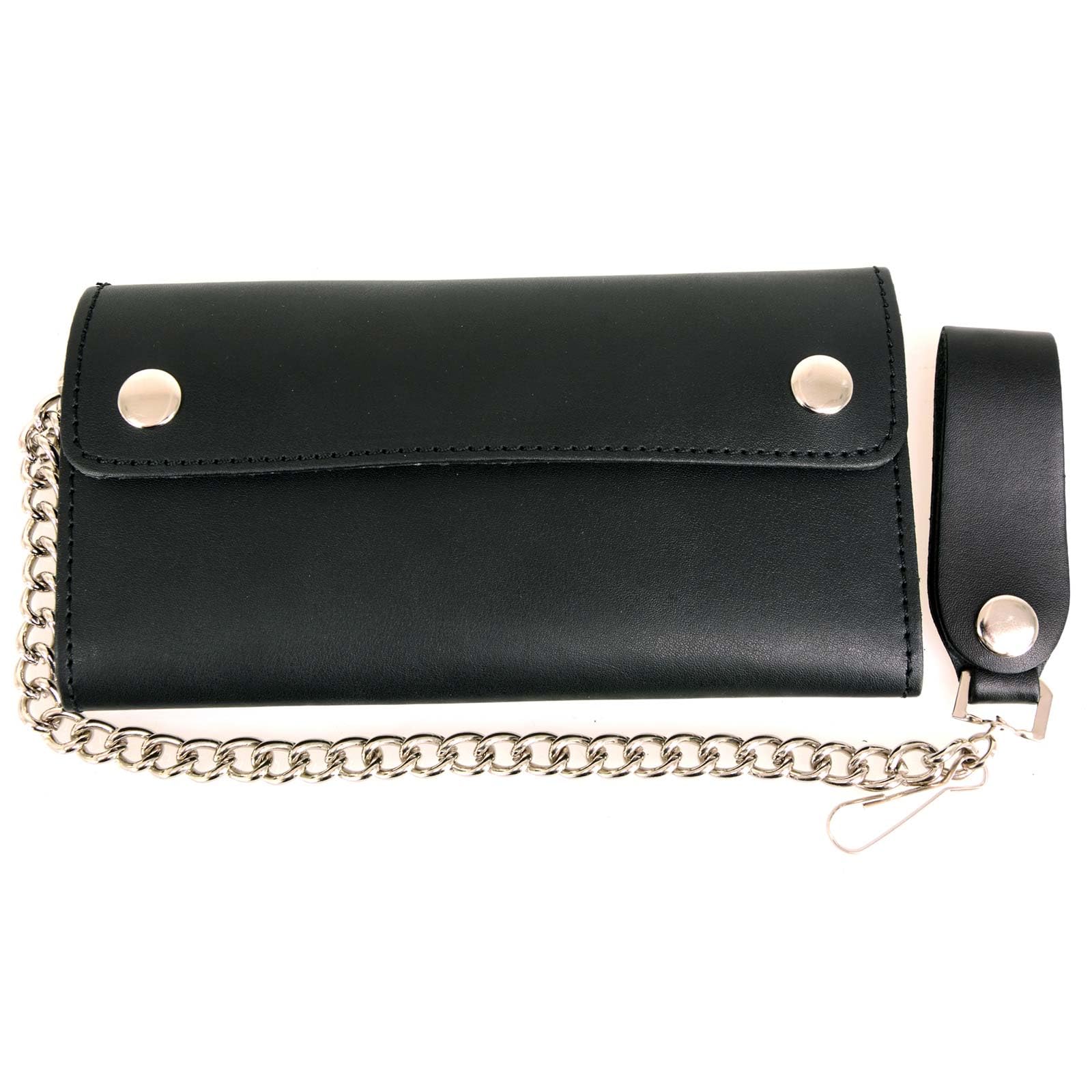 Milwaukee Leather Men's Genuine Leather Bi-Fold Biker Wallets w/Anti-Theft Stainless Steel Chain