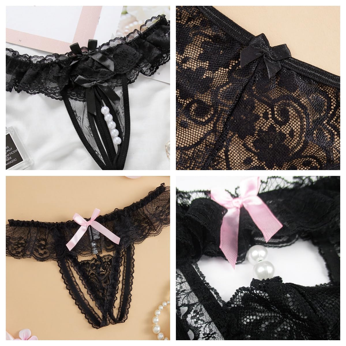 WBDWWTD Damen-Tangas in Übergröße, nahtlos, niedrige Leibhöhe, Netz-Trägerhöschen, Slips, Dessous mit Blumenmuster, Kontroll-Slips, Multipack, 4 ück, transparente Ausschnitte, G-Strings