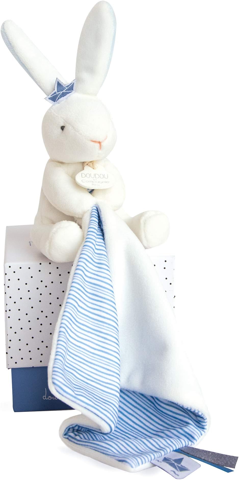 Doudou et CompagnieMatelot DC3514 Rabbit Puppet with Blanket Blue