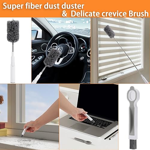 Miniatura 5 de LOMIDA Trapeador de microfibra para limpieza de suelos secos y húmedos 5 en 1 con mango largo de 49 pulgadas para limpiar el suelo de la ventana,