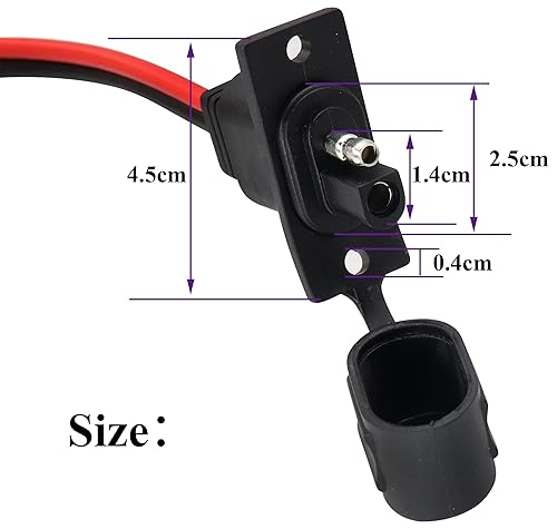 Miniatura 5 de AAOTOKK SAE a SAE - Cable de puerto de pared lateral de toma de corriente solar, 12 AWG resistente a la intemperie, SAE de conexión rápida, montaje