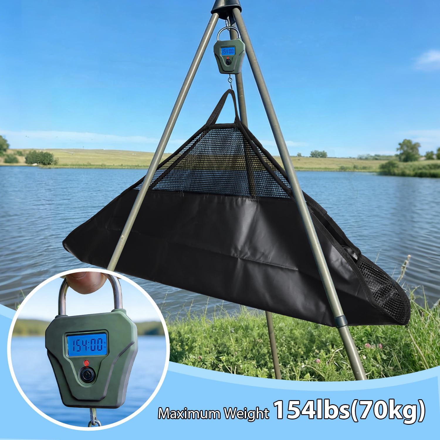 Tappetino da Sgancio con Metro 120x 65cm Tappetino da Pesca Pieghevole PVC Borsa Impermeabile per Pesare,Pesci Tappetino Atterraggio con Maniglie per Persici Grossi,Carpe,Pesci Gatto,Predatori