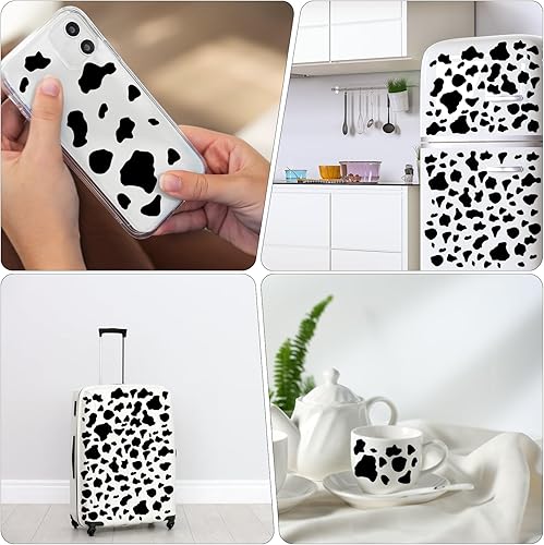 Miniatura 5 de 10 hojas de calcomanías con estampado de vaca, calcomanías de vaca, papel tapiz de vaca, decoración de pared, impresión de vaca de vinilo negro para