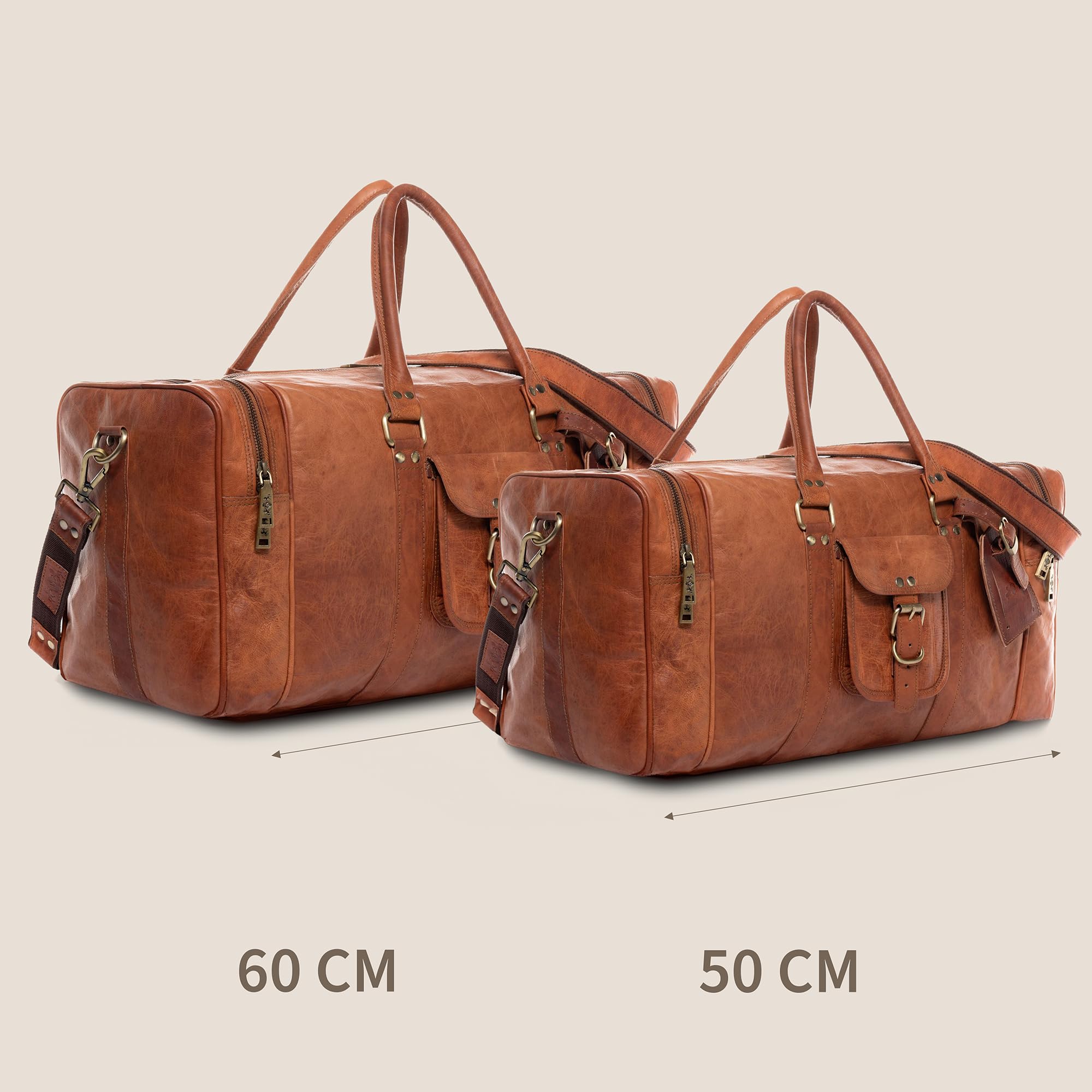 SID & VAIN Weekender Landon Sporttasche groß Herren 60 cm Reisetasche Handgepäck braun Vintage Leder