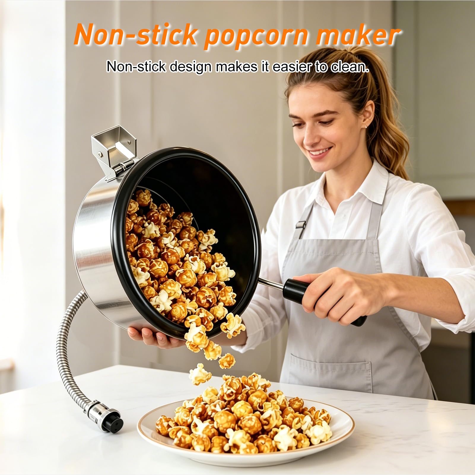 Popcorntopf mit Antihaft 15mm 3-Loch-Anschluss, Anti-Anbrenn-Aufsatz für Heißluft-Popcornmaschinen,Mais und Snack (Kapazität: 8oz, Ø 210mm)