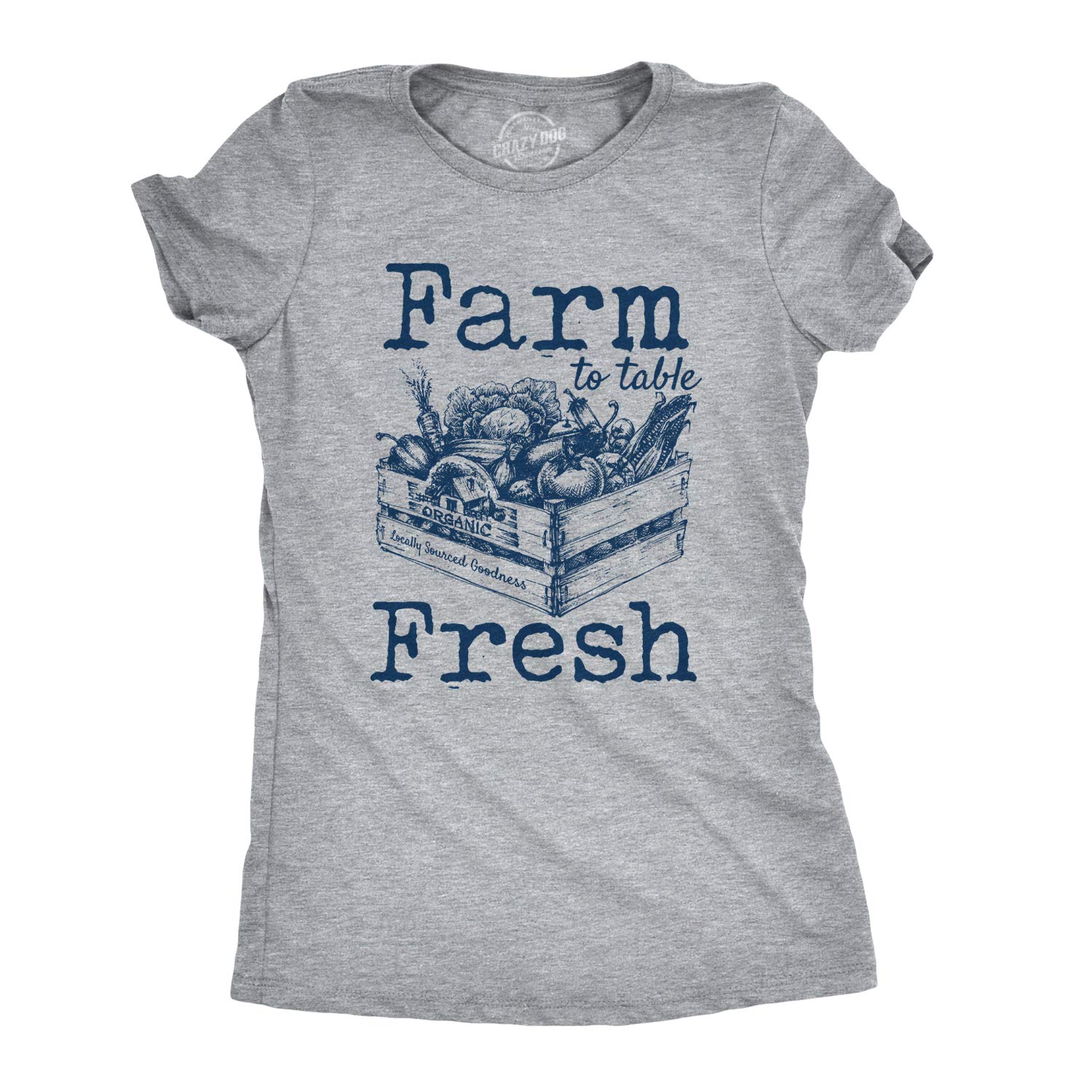 Crazy Dog T-ShirtsWomens Farm to Table Fresh Tshirt Cute Vegetables Farmers Market Tee