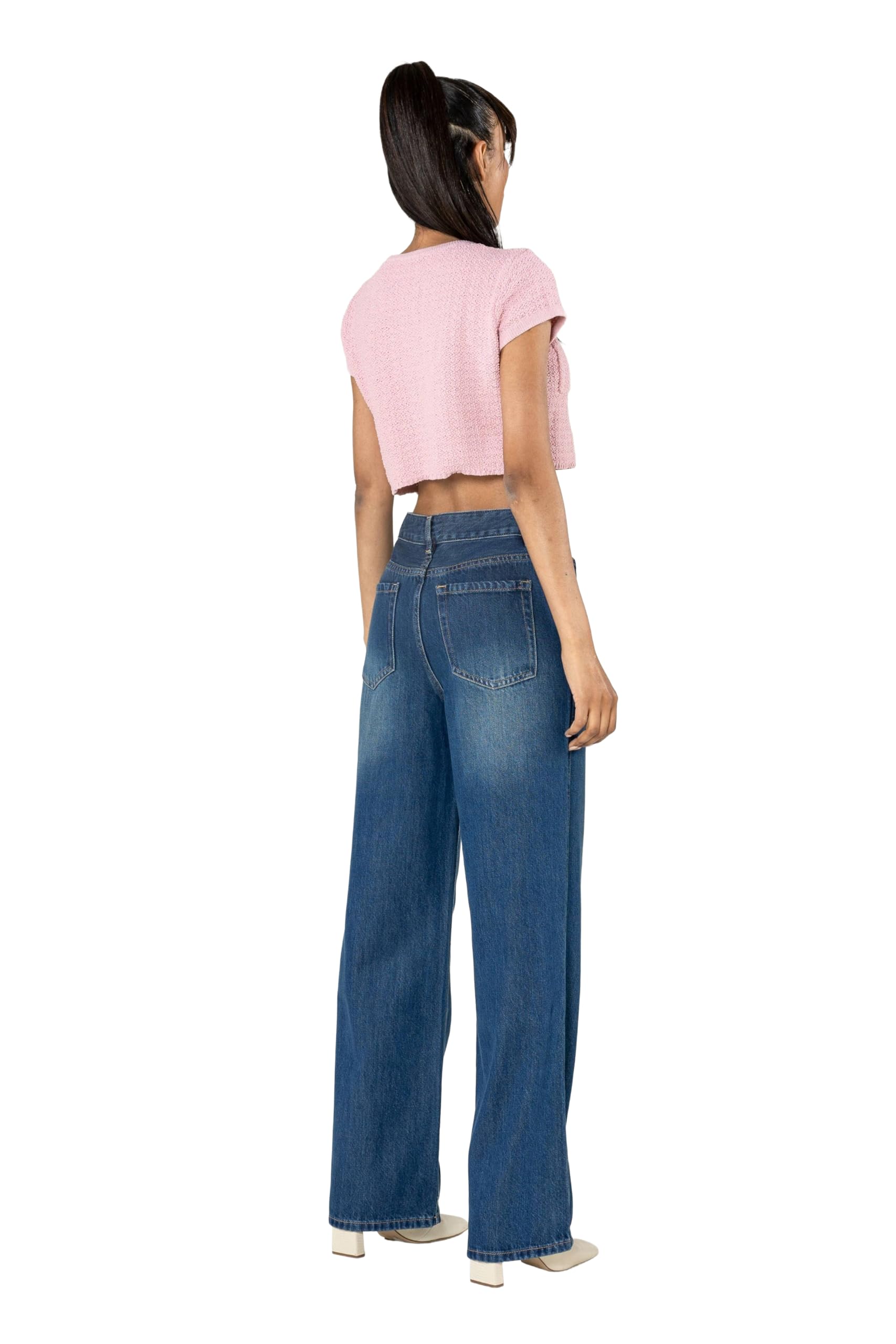 Nina Carter T001 - Pantalones vaqueros para mujer de cintura alta y pierna recta, algodón sostenible y lyocell, sin elástico, pantalones vaqueros ligeros en aspecto vintage