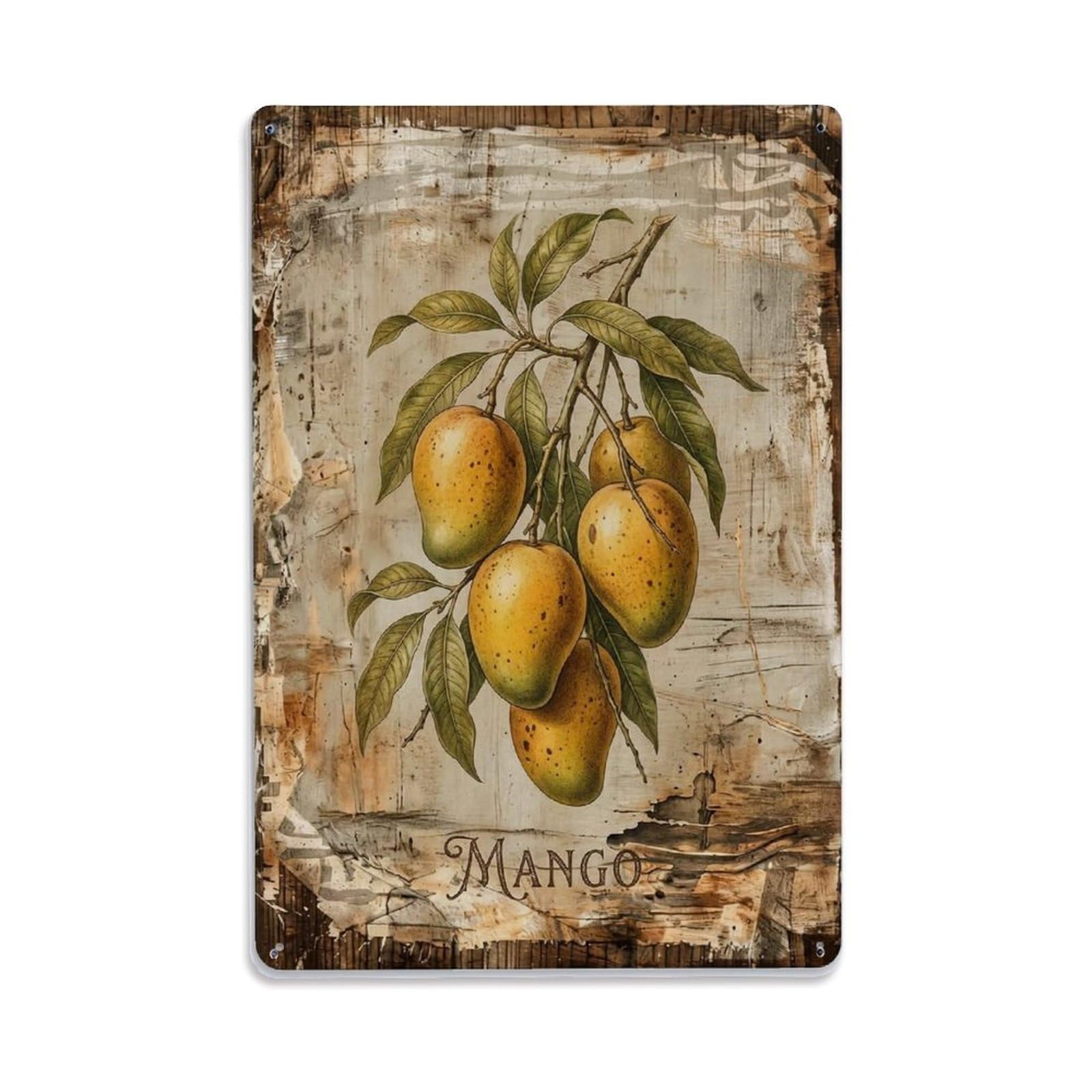 Mango Tropical Tree Vintage Metal Tin Sign Plaque Wall Decor for Cafe, Club, Garden Metal Poster 8x12Inch