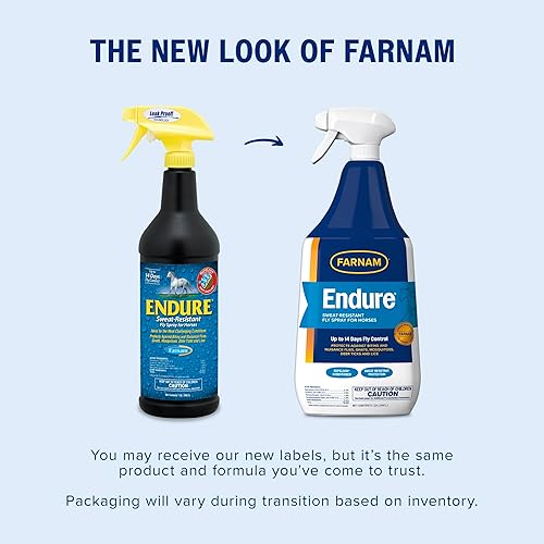 Miniatura 2 de Farnam Endure Aerosol repelente de moscas resistente al sudor para caballos, dura hasta 14 días, protege contra moscas, mosquitos, garrapatas