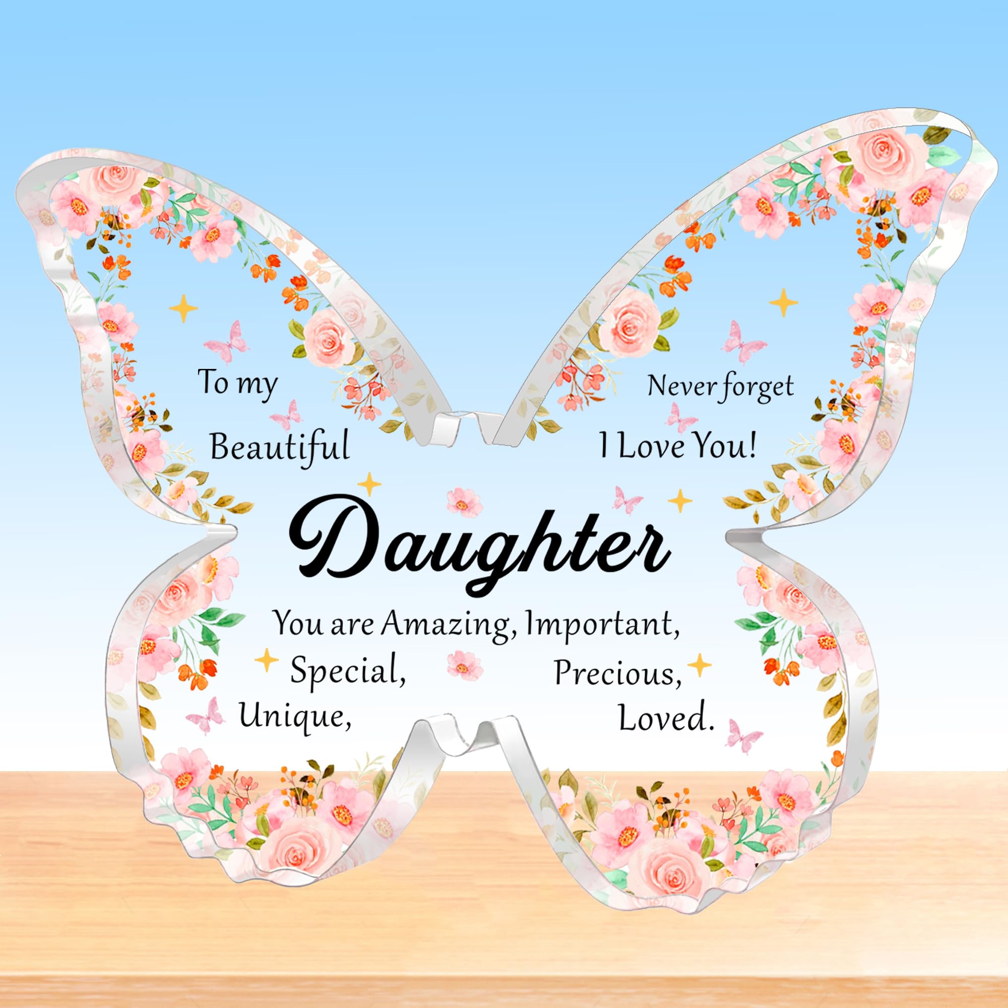 HULALA To My Beautiful Daughter Acrylic Butterfly Plaque Gifts For Daughter Birthday Christmas Graduation Presents From Mum Dad You Are Amazing Important Special Unique Precious Loved