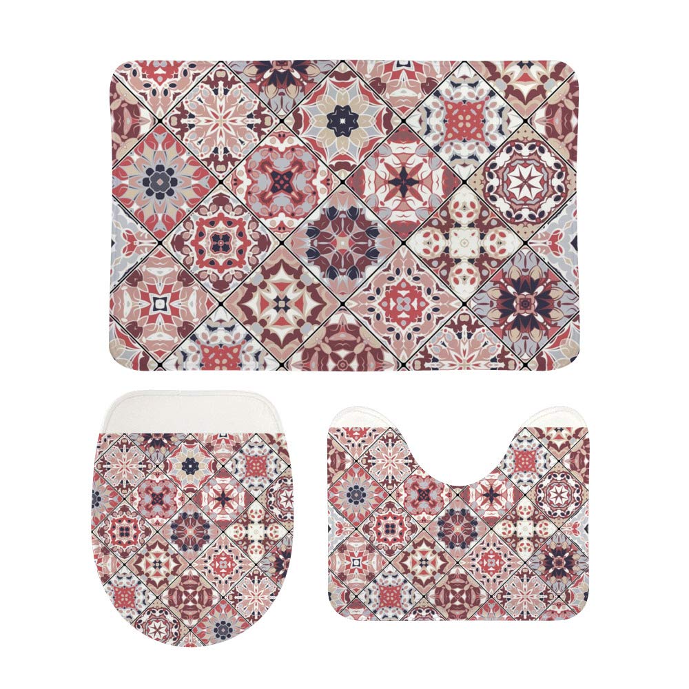Tapis de salle de bain antidérapants lot de 3 tapis contour U housse WC