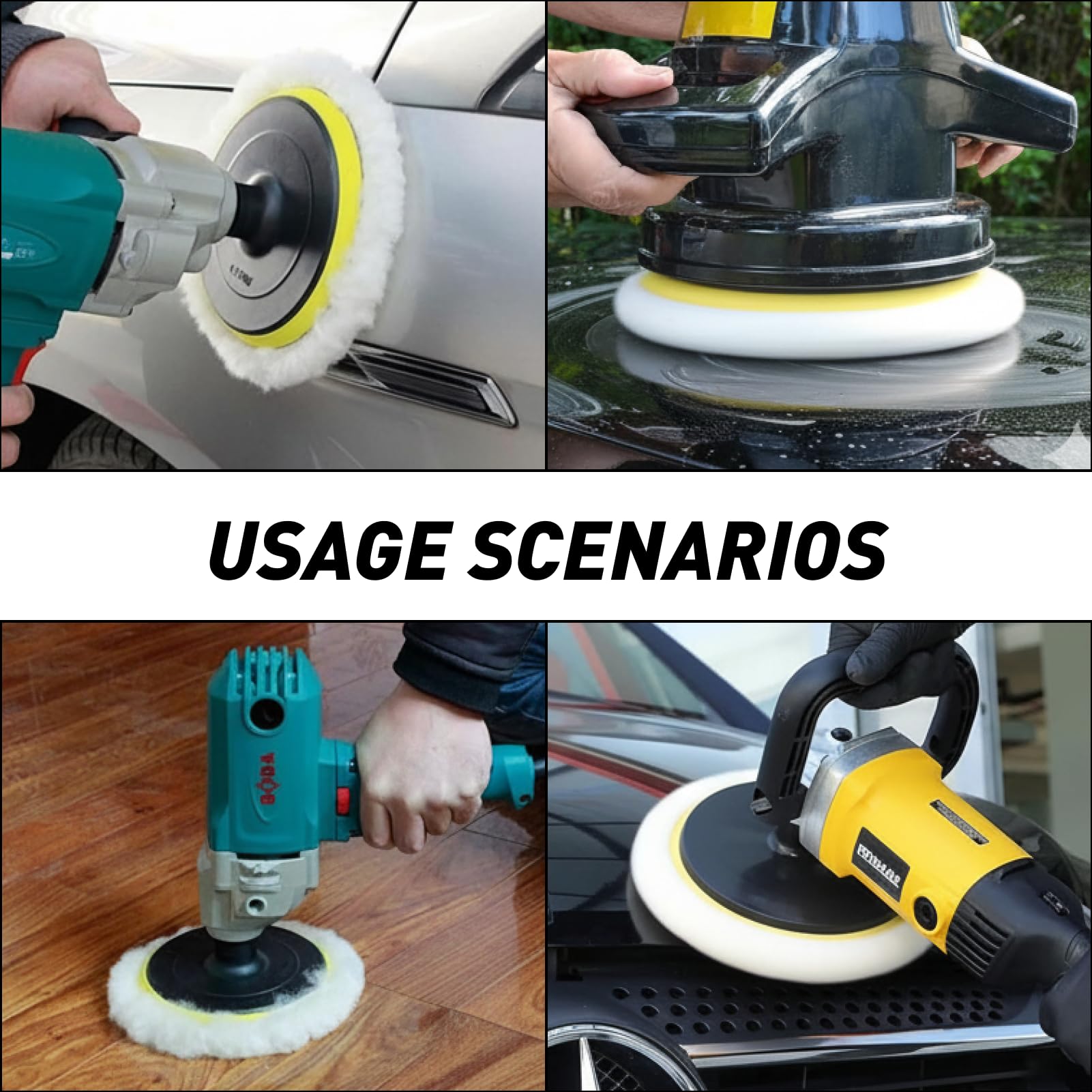 Disque Polissage 125mm Système à scratch pour Bosch Ponceuses Orbitales Tampon Polissage Laine D'Agneau
