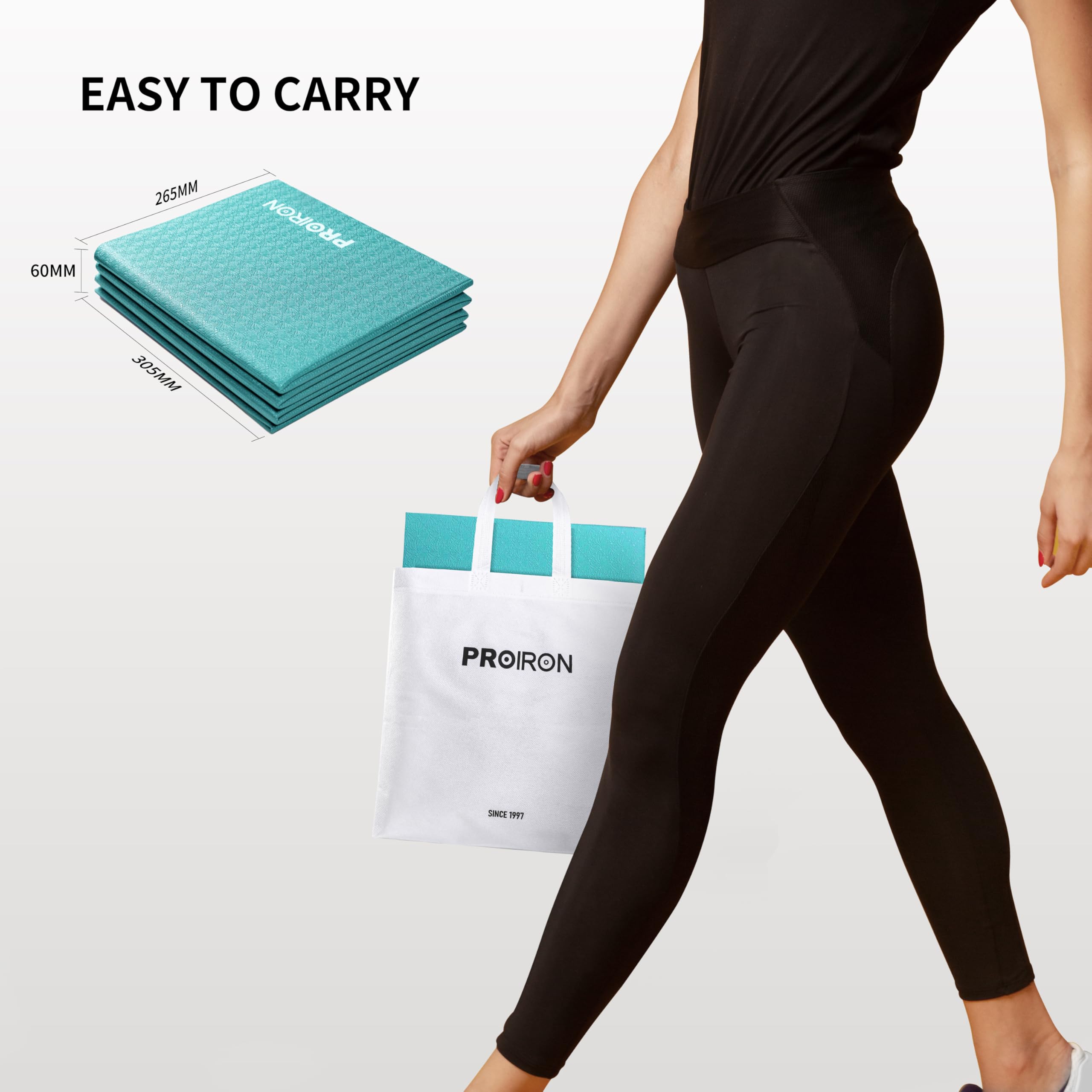 PROIRON Travel Yoga Mat Foldable 4mm/6mm, Folding Exercise Mat Non Slip TPE Yoga Matt for Women Gym Home, Pilates, Workout, Fitness, Stretching, Lightweight Small Portable Excercise Mat