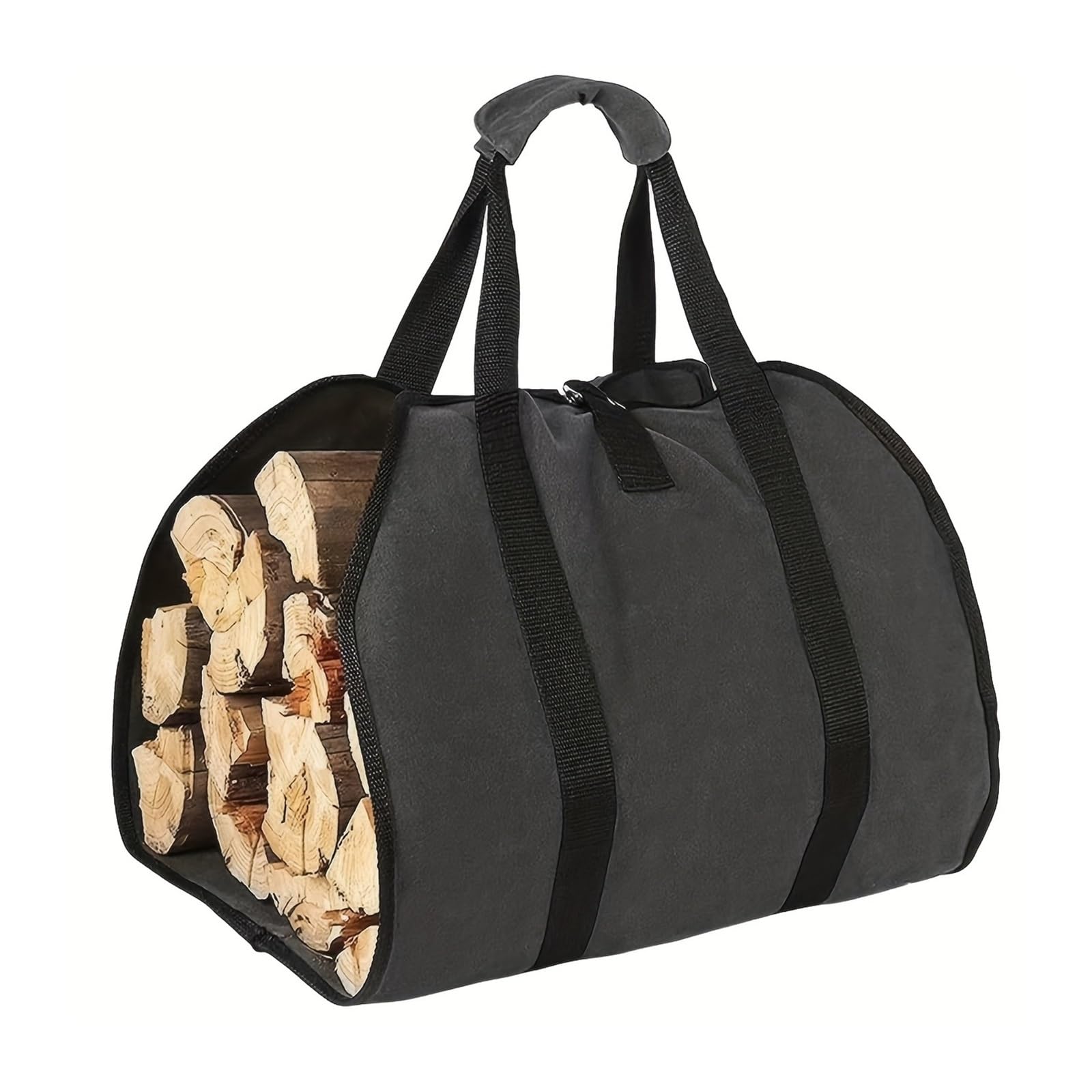Oxford Cloth Firewood Bag Durable Outdoor Wood Storage Sack For Camping And Fireplace For Wood(Black)