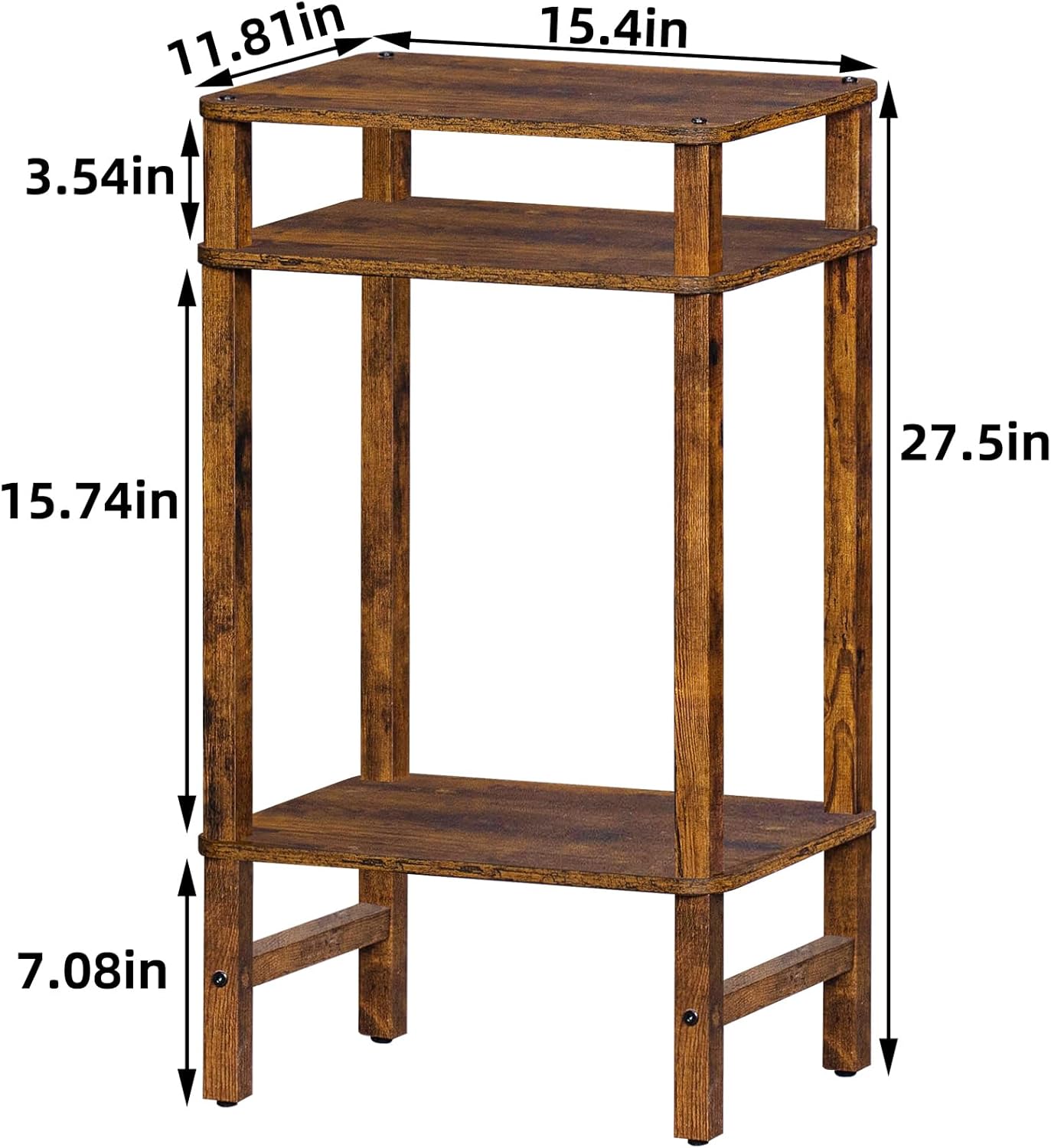 YUFAM Side Table End Table Tall Night Stand 3-Tier for Living Room Bedroom Bathroom Office Furniture Brown