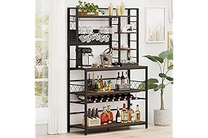 Retro Brown Industrial Home Bar Table with Rack