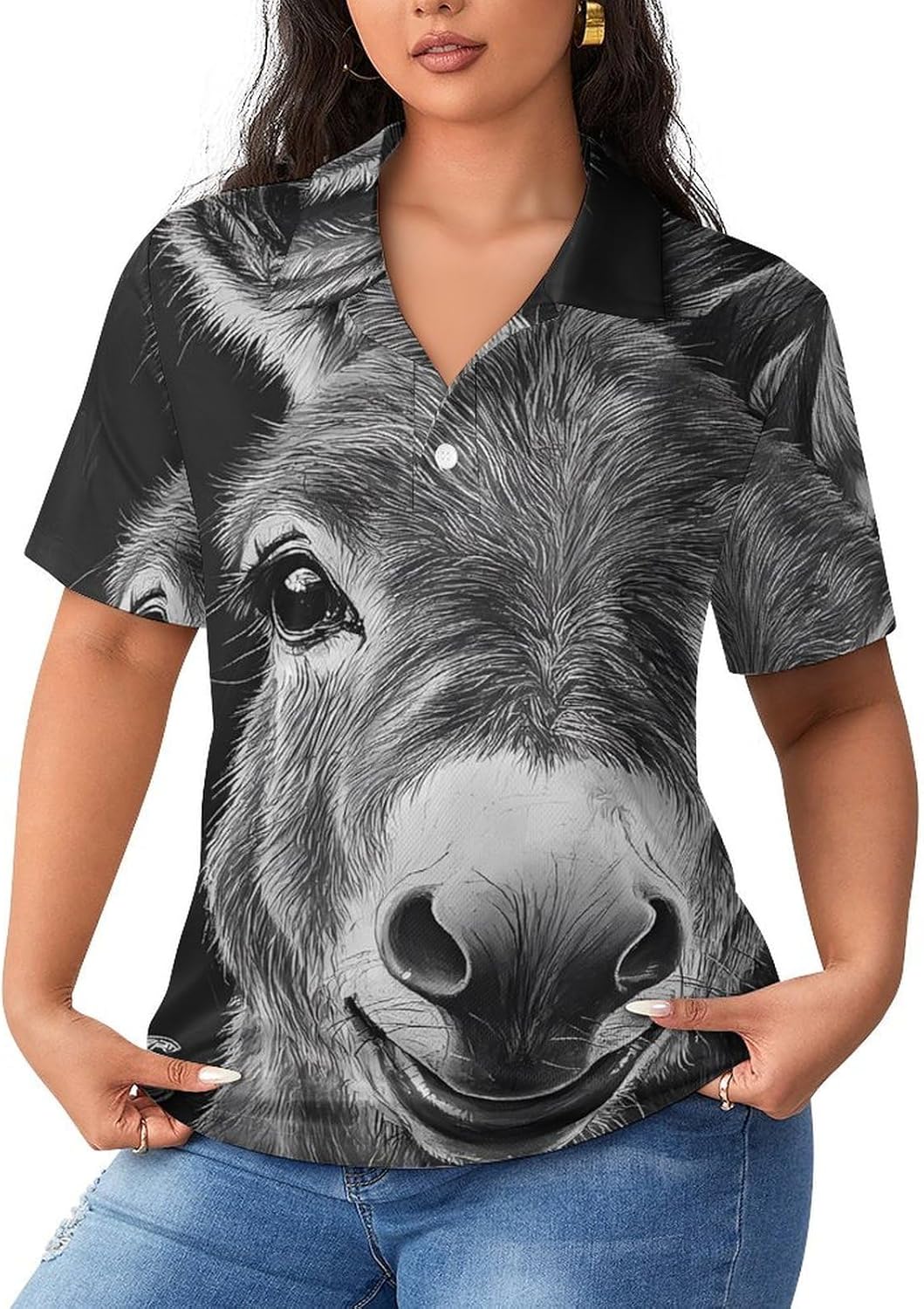 Funny Donkey Women's Golf Polo Shirts Short Sleeve Quick Dry Tennis Tops Casual Work Blouses
