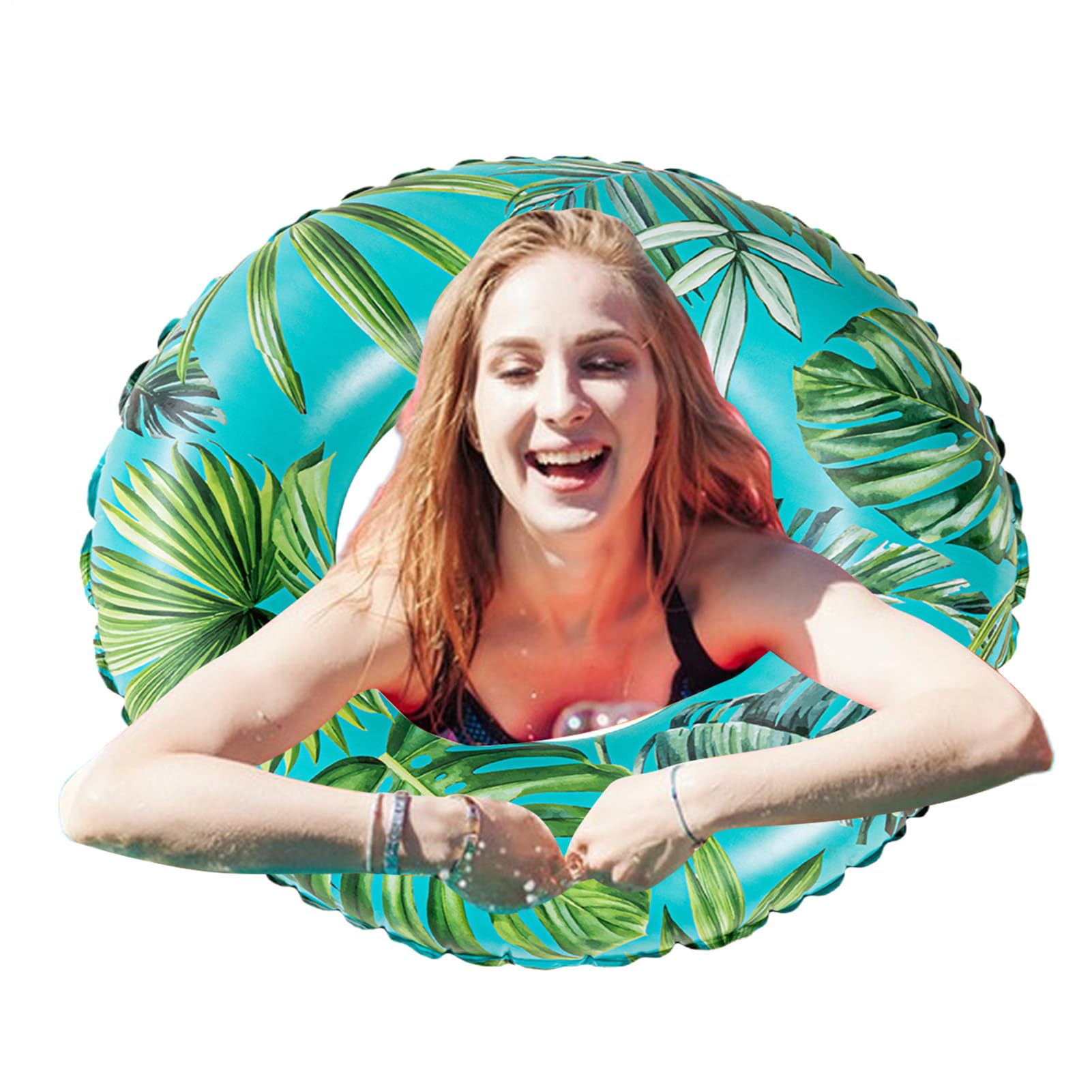 Inflatable Pool Tubes, Floating Swim Rings, Beach Floats, PVC, Green/Red Leaf
