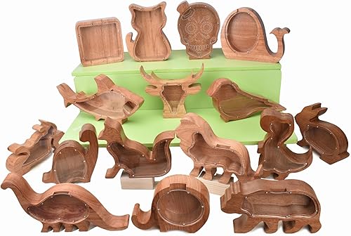 Miniatura 7 de Alcancía de madera de animales personalizada para niños, caja de dinero de madera personalizada con nombre para niños, caja de ahorro de dinero