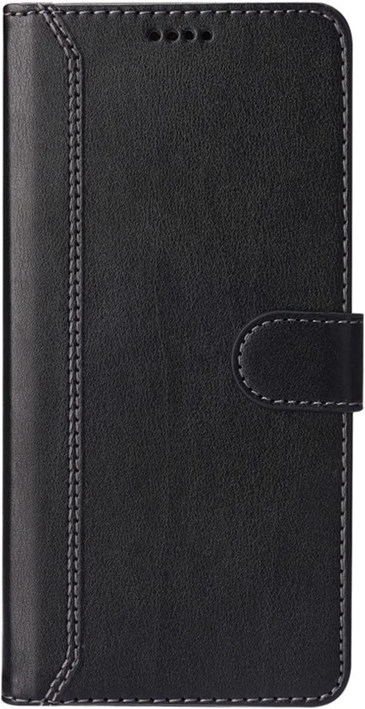 Étui pour iPhone 13 Mini anti-choc en cuir noir protégeant l'écran avec porte-carte