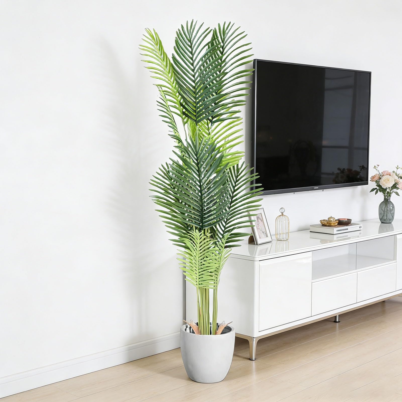 Palma artificiale, pianta tropicale artificiale realistica, decorazione perfetta per la casa e l'ufficio per gli amanti della natura, in plastica (1,8 m)