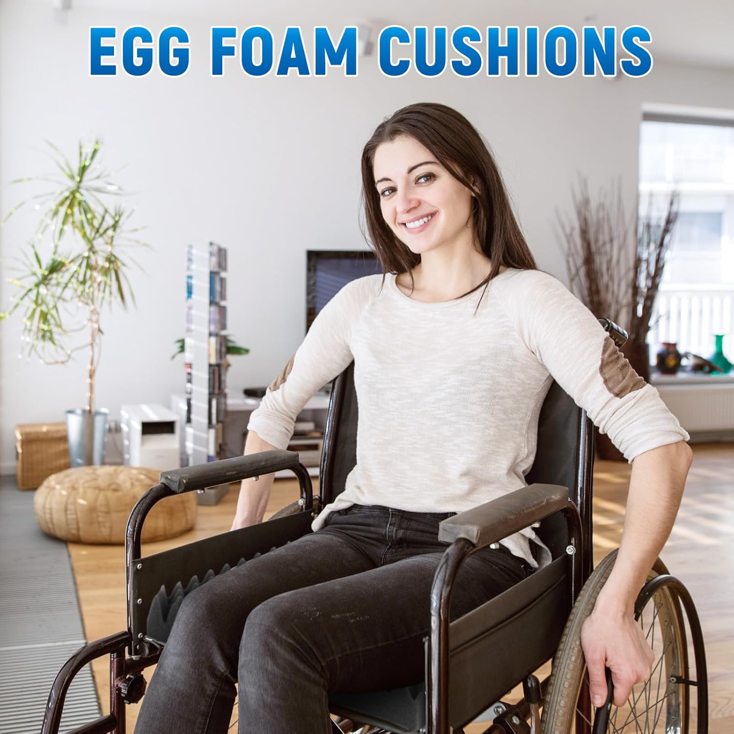 Geiserailie 2 Pcs Egg Foam Pad Eggs Chair Cushion to Relieve Back Foam Seat Cushion Chair Accessories Pad for Office Recliner Wheelchair Home Car (Egg,Black Gray)