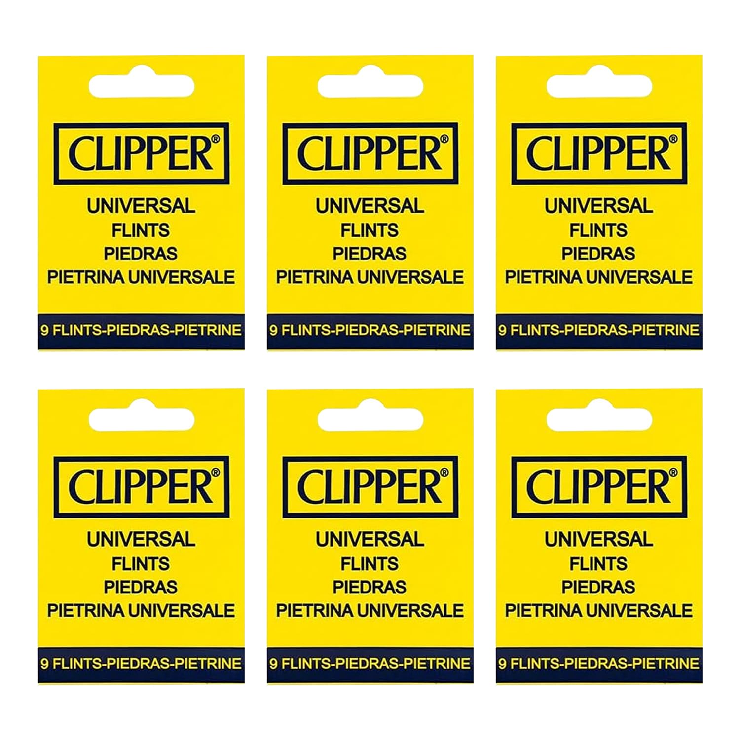 Dsk Yellow 54 X Clipper Universal Lighter Flints | Reusable Lighter Flint Refill | (6 Packs Of 9 Flints)