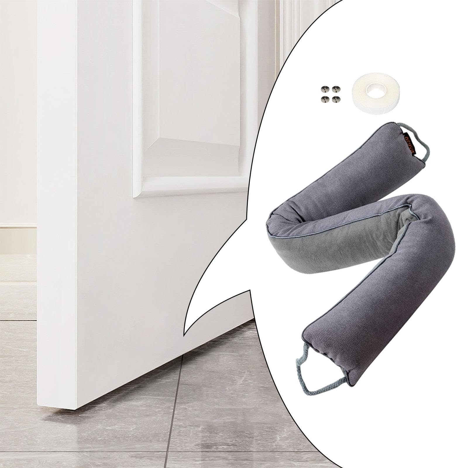 Paraspifferi per Porte, Guarnizione per Soglia, Protezione da Rumore, Polvere E, Tessuto Oxford, Resistente E Facile da Installare per Casa, Uff, Grigio