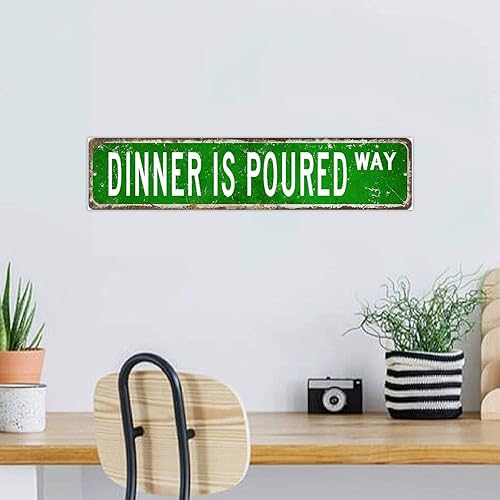 Miniatura 11 de Dinner Is Poured Table Decor Signs Hanging Wood Sign Retro Blood Red Oil Paint Wall Art Wood Plaque Sign Home Decor for Living Room Window 4x18 Inch