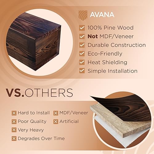 Miniatura 5 de Avana Rusticfireplace Mantel - Manteles montados para chimenea - Estante de chimenea de granja de 60 pulgadas - Repisas de chimenea de madera hechos