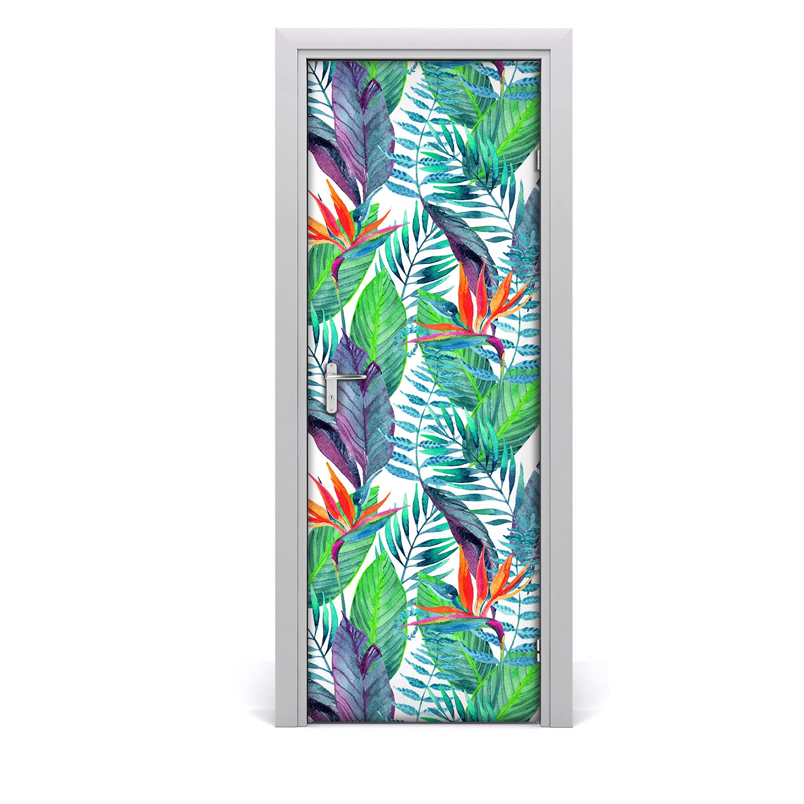 Sticker de porte étanche Magic-Stick décoration florale oiseau de paradis