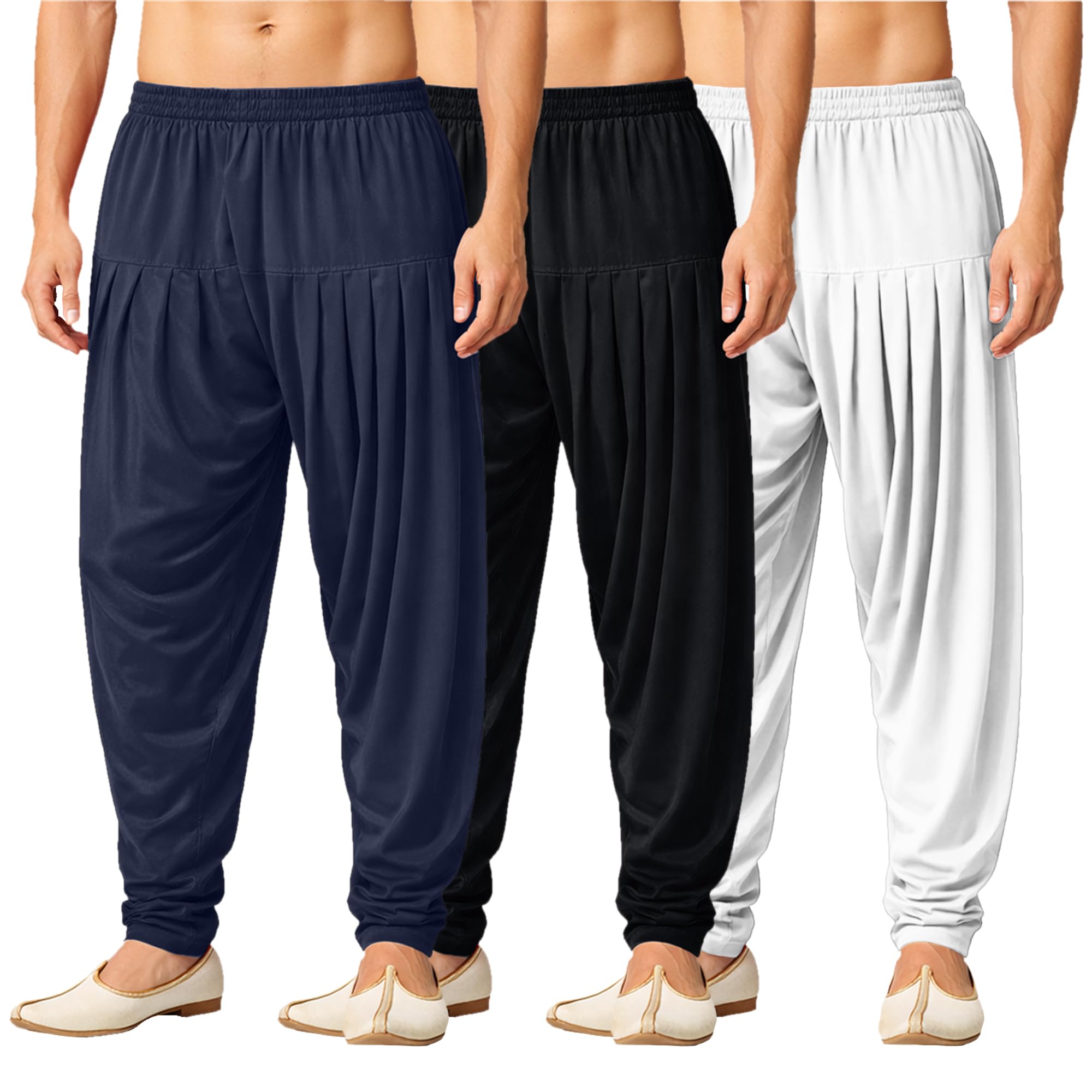 Patiala Pant for Men Combo Relaxed Fit Viscose Blend Solid Pyjamas Dhoti Ethnic Bottom Wear for Men Pack of 3 (M-4XL)-image-46