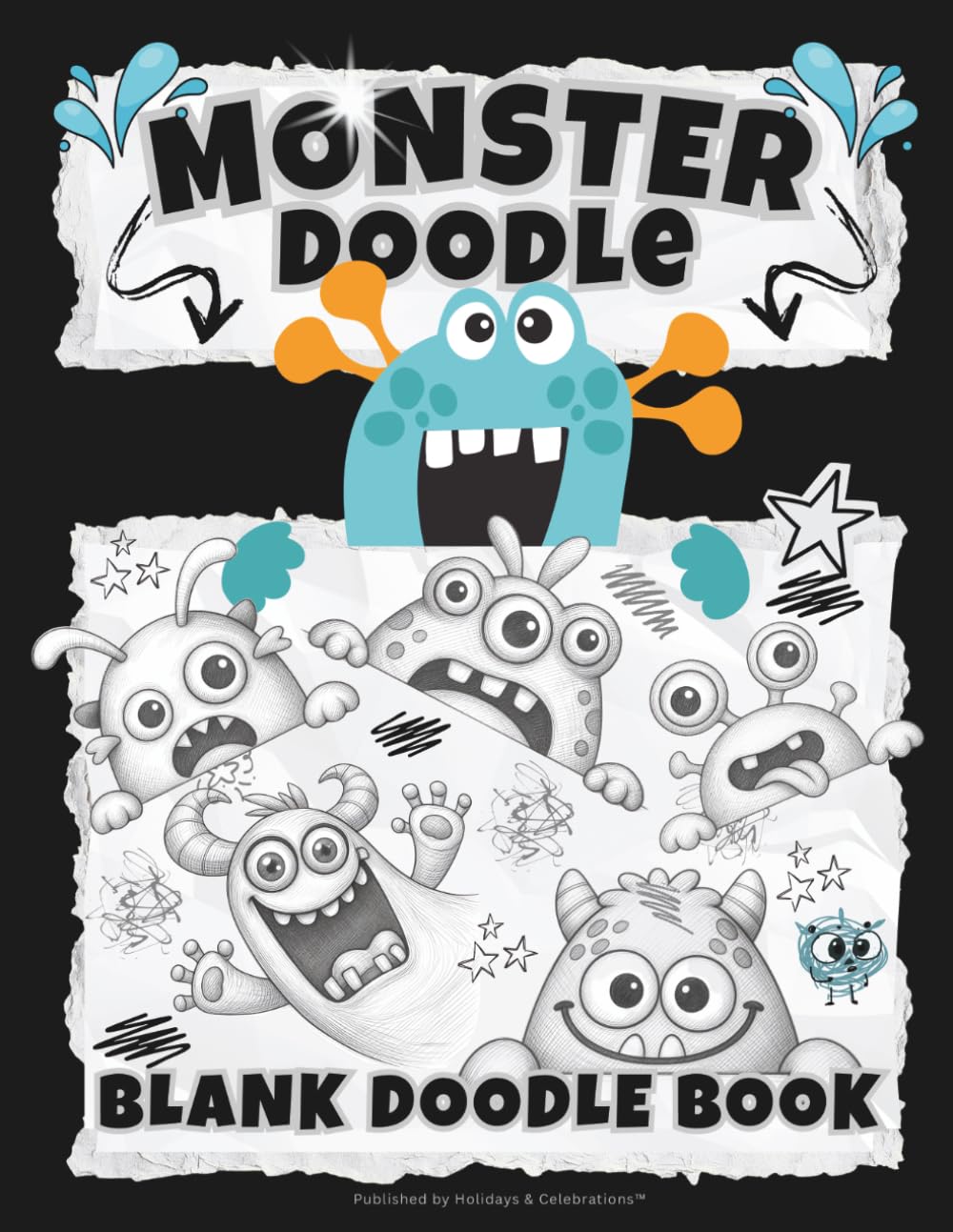 Monster Doodle: A Blank Doodle Book for Creative Humans / Each page has a monster mascot / Fun Book for Drawing & Creating Ideas. (Full-Framed Coloring)