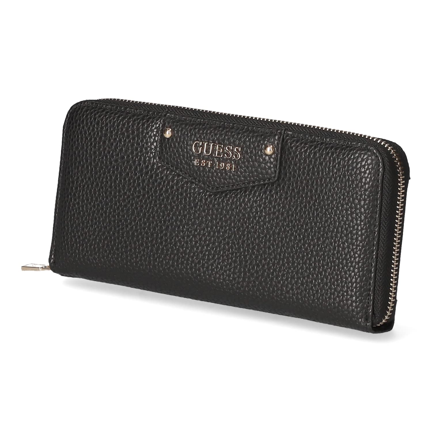 GUESS Womens Eco Brenton Large Zip Around wallet, Black, One Size US